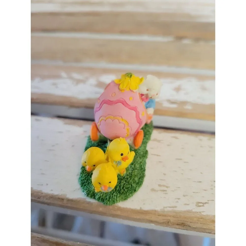 Enesco chicken Carriage bunny AS IS 1990‎ mini village spring decor
